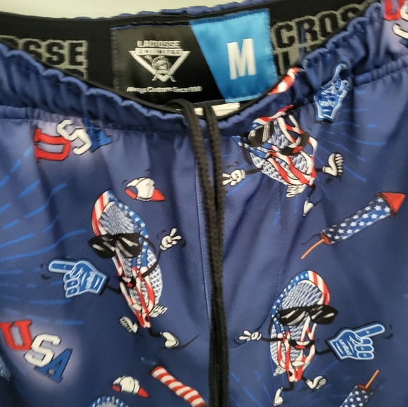Lacrosse Unlimited Mens USA Number 1 Lacrosse Shorts Medium Patriotic‎ 4th July - Picture 7 of 9